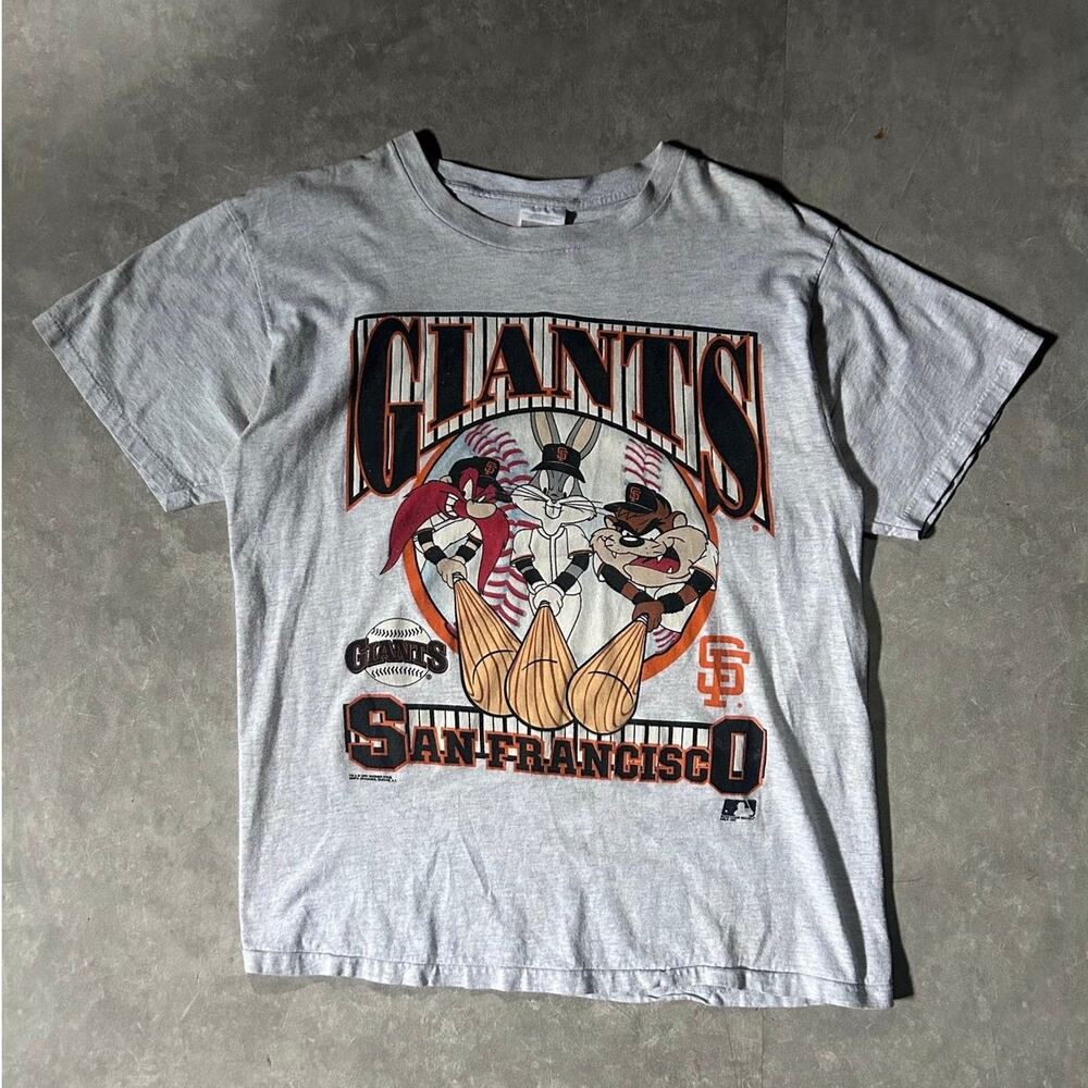 90's Vintage San Francisco Giants Looney Tunes Heather Gray T-Shirt -L